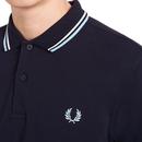 FRED PERRY Mod Long Sleeve Twin Tipped Polo NAVY