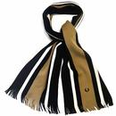Fred Perry Retro 60s Mod Bold Stripe Raschel Knitted Scarf in Black