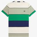 Fred Perry Bold Stripe Retro T-shirt in Seagrass M5608 M37