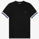 FRED PERRY Men's Retro Bold Tipped T-Shirt BLACK