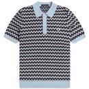 Fred Perry Boucle Jacquard Fairisle Knit Polo Shirt in Light Smoke