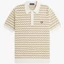 Fred Perry Boucle Jacquard Knitted Polo Shirt in Ecru K7636 560
