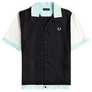 fred perry colour block bowling shirt black