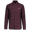 Fred Perry Brushed Tartan Check Oxford Shirt in Oxblood