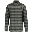 Fred Perry Brushed Tartan Check Oxford Shirt in Laurel Wreath Green