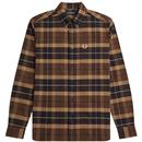 Fred Perry Brushed Cotton Tartan Shirt in Tobacco M6643 Q21