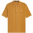 Fred Perry Button Through Knitted Polo Shirt in Dark Caramel KS5524 644