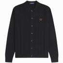 Fred Perry Button Through Textured Knitted Shirt in Black K9726 102 Main Photo