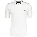Fred Perry Cable Knit Mock Neck Tipped Tee in Snow White K5555 129