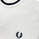 Fred Perry Cable Knit Tipped Crew Tee Snow White