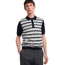 FRED PERRY Mod Abstract Check Knitted Polo Shirt 
