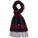 Fred Perry tartan check lambswool scarf dark carbon 