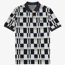 Fred Perry Men's Chequerboard Zip Neck Polo in Anchor Grey M8687 297