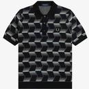 Fred Perry Retro Mod Chevron Knitted Polo Shirt in Black K5525