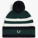 FRED PERRY Retro Chunky Knit Tipped Bobble Hat IVY