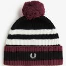 FRED PERRY Retro Chunky Knit Tipped Bobble Hat P