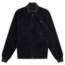 fred perry corduroy tennis bomber jacket navy
