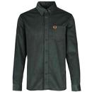 Fred Perry Corduroy Button Down Overshirt in Night Green