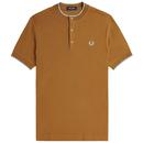 Fred Perry Crepe Pique Henley Polo Shirt in Dark Caramel M7810 644