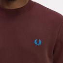 Fred Perry Retro 80s Crew Neck Oxblood Sweatshirt 