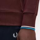 Fred Perry Retro 80s Crew Neck Oxblood Sweatshirt 