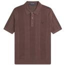 Fred Perry Crochet Knit Short Sleeve Polo Shirt in Carrington Brick K7861 U53 