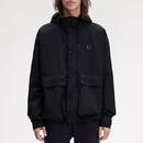 Fred Perry Cropped Rip Stop Parka Jacket in Black J8572 102 Main Photo