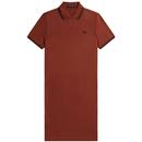 Fred Perry D3600 Twin Tipped Polo Dress in Whiskey Brown and Black D3600 S54