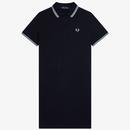 Fred Perry Twin Tipped Dress in Navy with Sky Tipping D3600