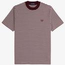 Fred Perry Retro Fine Stripe Heavyweight T-shirt in Oxblood M6581 597 Main Photo