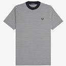 Fred Perry Fine Stripe Heavyweight Tee in Navy and Snow White M6581 267