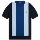 Fred Perry Mod Colour Block Stripe Fine Knit T-shirt in Navy K7853 U56