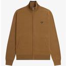 Fred Perry K4534 Mod Knitted Funnel Neck Cardigan in Shaded Stone