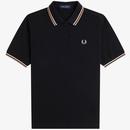 Fred Perry G3600 Twin Tipped Polo Shirt in Black and Silky Peach G3600 Z76 Main Photo