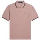 Fred Perry G3600 Twin Tipped Polo Shirt in Dark Pink and Tobacco G3600 S52