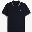 Fred Perry G3600 Twin Tipped Polo Shirt in Navy and Light Ice G3600 Z77 Main Photo