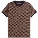 Fred Perry Mod Glitch Checkerboard T-shirt in Shaded Stone M6556 R83