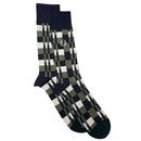 Fred Perry Glitch Check Brushed Socks in Black C8146 102