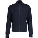 Fred Perry Mod Pique Button Neck Harrington Track Jacket in Navy J5545 608