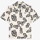 Fred Perry Retro 70s Cuban Revere Hawaiian Floral Print Shirt in Ecru and Black