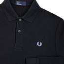 FRED PERRY Retro Honeycomb Pique Mod LS Polo NAVY