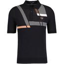 Fred Perry Jacquard Glitch Knitted Polo Shirt in Black K5861 102
