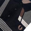 FRED PERRY Jacquard Glitch Retro 70s Knitted Polo 
