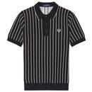 FRED PERRY K8523 Mod Stripe Knitted Polo Top NAVY