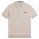 Fred Perry Merino Blend Knitted Polo Shirt in Dark Oatmeal K7623 S56