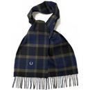 Fred Perry Lambswool Tartan Scarf in Blue and Green C6141