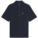 Fred Perry Textured Lightweight Revere Collar Shirt in Navy M7762 608