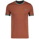 FRED PERRY M1588 Mod Twin Tipped T-Shirt Whiskey