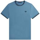 fred perry M1688 twin tipped ringer tee ash blue