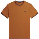 FRED PERRY M1588 Retro Twin Tipped T-Shirt in Dark Caramel